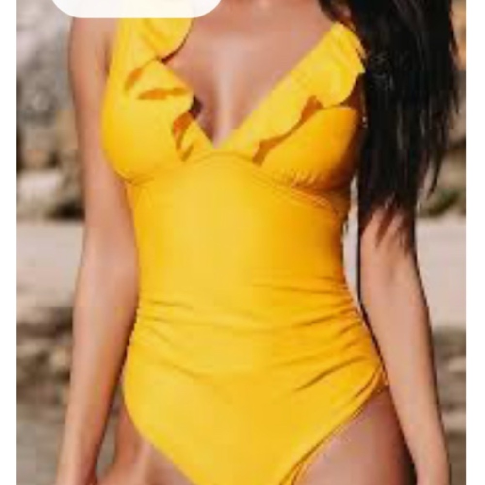 Cupshe Yellow Ruffle One Piece Swimsuit